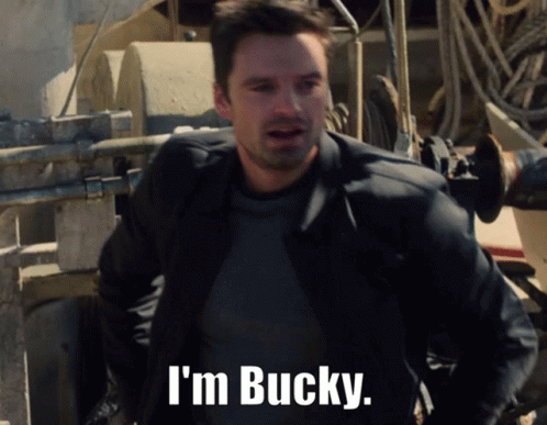 Man in Black Jacket Says I'm Bucky in Front of Machine
