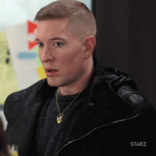 Man In Black Jacket With Necklace Saying Starz GIF