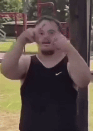 Man In Black Nike Tank Top Making Face GIF