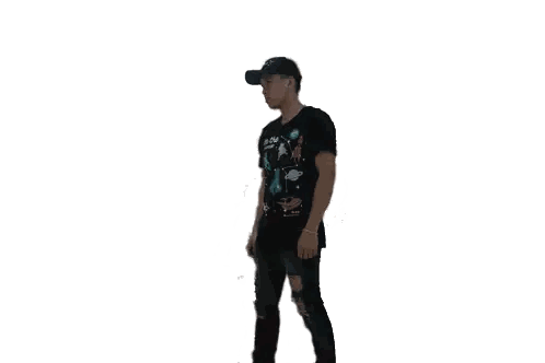 Man in Black Peace Shirt Doing Dab