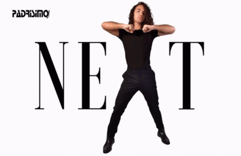 Man In Black Shirt And Pants Before Word Next GIF