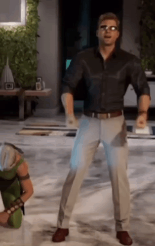 Man in Black Shirt Dancing in Video Game