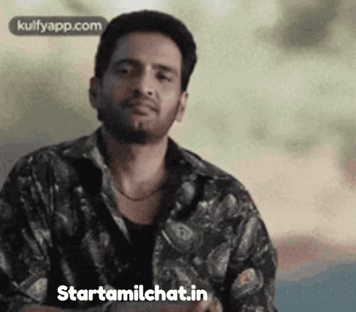 Man In Black Shirt Funny Face Says Starttamilchat.in GIF