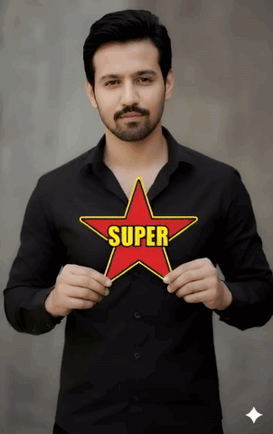 Man in Black Shirt Holding Super Star