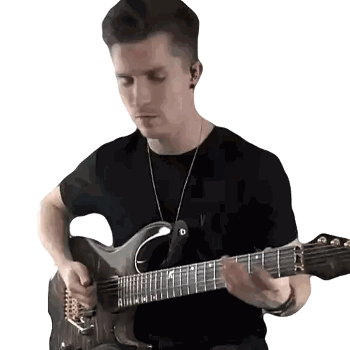 Man in Black Shirt Playing Guitar