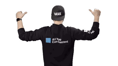 Man in Black Shirt Saying All You Can Content