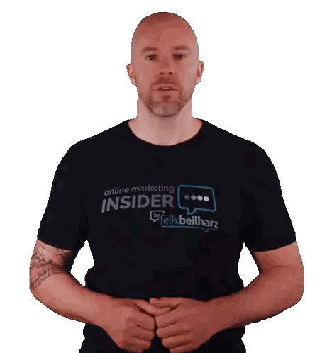Man in Black Shirt Saying Online Marketing Insider