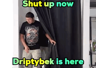 Man In Black Shirt Saying Shut Up Now Driptybek Is Here GIF