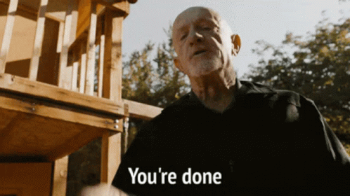 Man in Black Shirt Saying You're Done