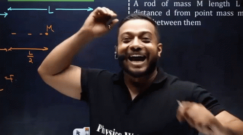 Man in Black Shirt with Physics