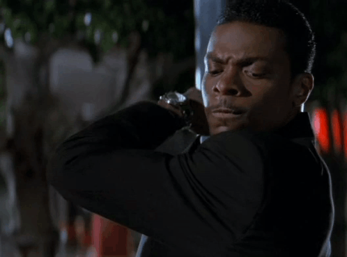 Man In Black Suit Adjusting Watch GIF