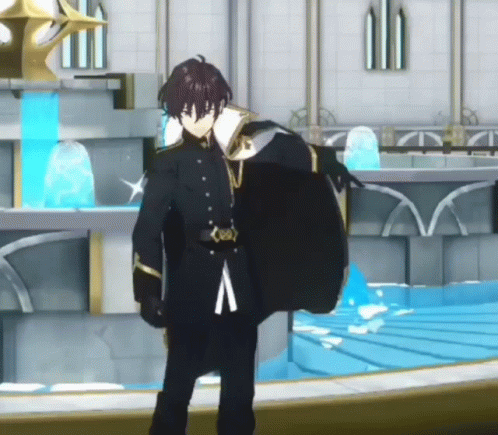 Man In Black Suit Holding Black Shield GIF