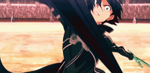 Man In Black Suit Holding Sword GIF
