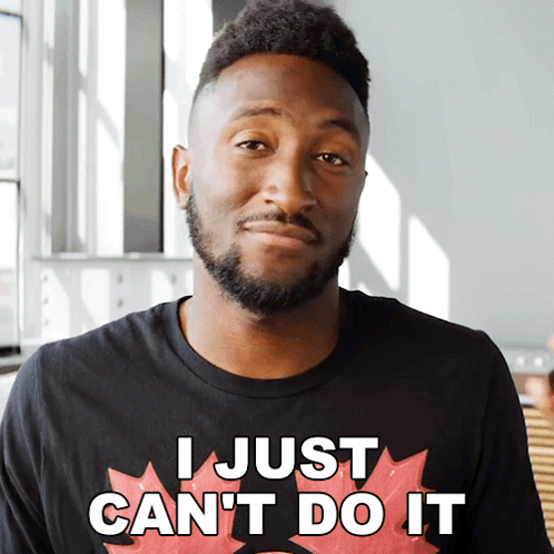 Man in Black T-Shirt Saying I Just Can't Do It
