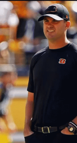 Man in Black T-Shirt with B