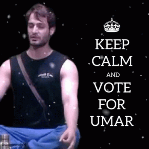 Man in Black Tank Top With Keep Calm and Vote for Umar Sign