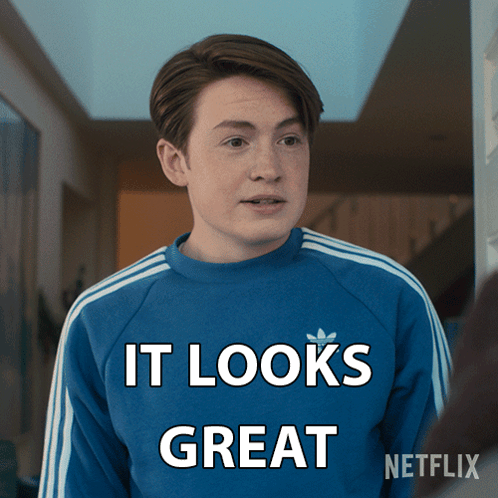 Man In Blue Adidas Sweater Says Looks Great GIF