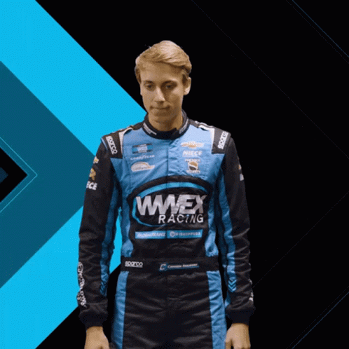 Man In Blue And Black Racing Suit GIF