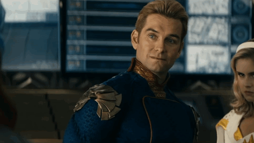 Man in Blue and Gold Costume