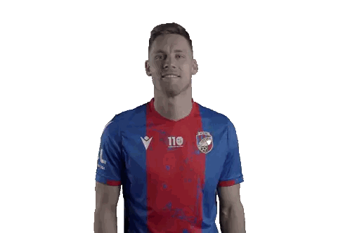 Man in Blue and Red Jersey Number 110