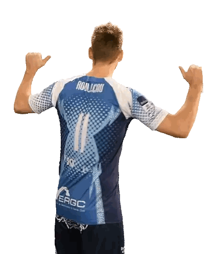 Man in Blue and White Number 11 Shirt Flexing Muscles