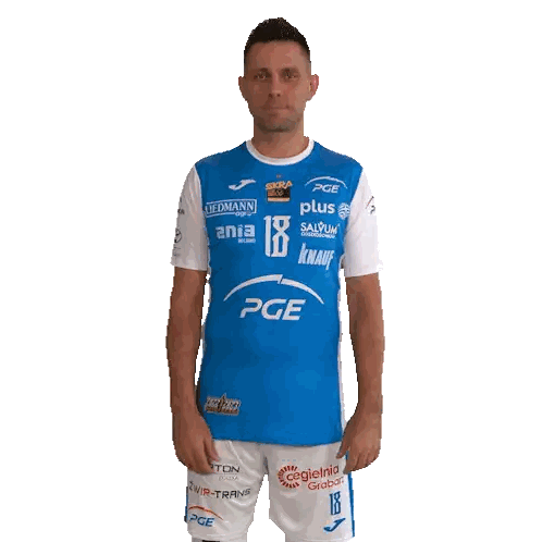 Man in Blue and White PGE Jersey