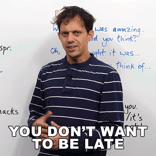 Man in Blue and White Striped Shirt Says You Don't Want to Be Late