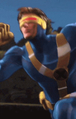 Man in Blue and Yellow Superhero Costume
