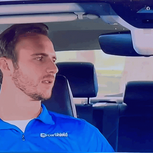 Man In Blue Carshield Shirt GIF