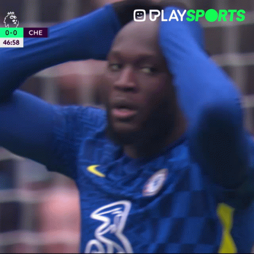 Man In Blue Chelsea Jersey Holding Head GIF