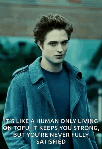 Man In Blue Coat With Tofu Quote GIF