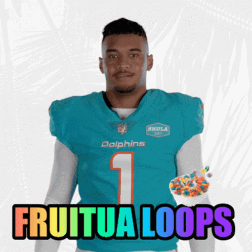 Man In Blue Dolphins Jersey Number 1 GIF