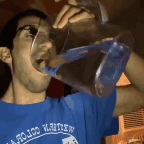 Man In Blue Drinking Water GIF