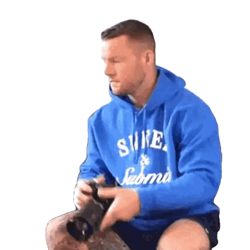 Man in Blue Hoodie Saying Sure