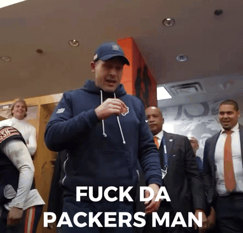 Man In Blue Hoodie Says Fuck Da Packers Man GIF
