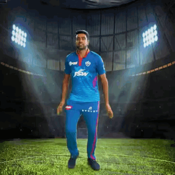 Man In Blue J & S W Jersey Standing On Field GIF
