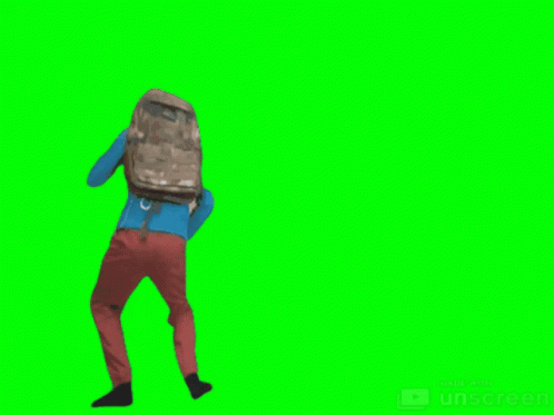Man in Blue Jacket and Red Pants With Backpack