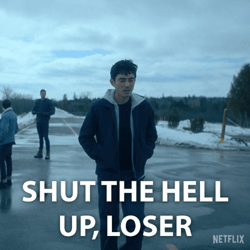 Man in Blue Jacket Saying Shut The Hell Up