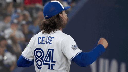 Man In Blue Jays Jersey On Baseball Field GIF