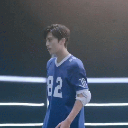 Man in Blue Jersey 82 in Ring
