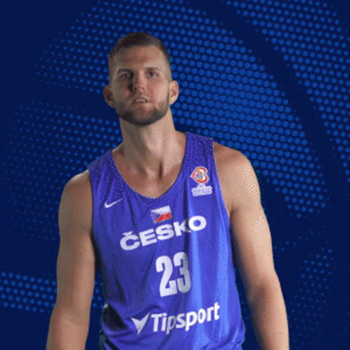 Man in Blue Jersey Czecho 23 Tipsport