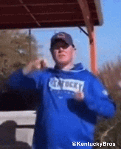 Man In Blue Kentucky Sweatshirt Dancing GIF