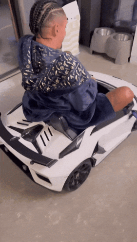 Man in Blue Louis Vuitton Jacket in Toy Car