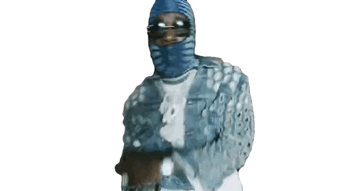 Man in Blue Mask and Denim Jacket Dancing