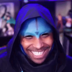 Man in Blue Mask Smiling