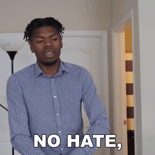 Man In Blue Plaid Shirt Says No Hate GIF