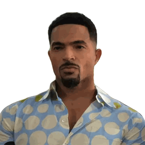 Man in Blue Polka Dot Shirt