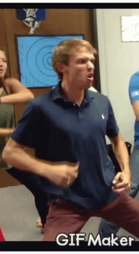 Man In Blue Polo Shirt Dancing At GIF Maker GIF