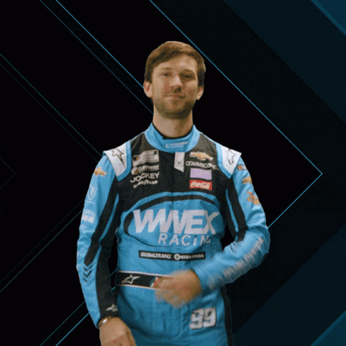Man in Blue Racing Suit Number 99