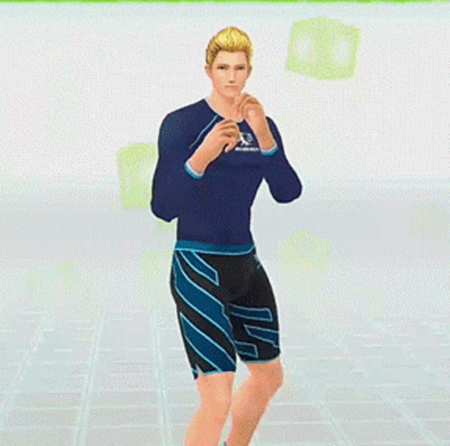Man in Blue Shirt and Black Shorts